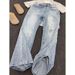 Men's Blue Lightning Wash Jeans – Slim Fit Bootcut Denim Pants (Black/Blue, Sizes S-3XL)_mkmklike.com