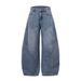 Silhouette Scimitar Jeans Men's High Street Trend Deconstructed Patchwork Distressed Washed Wide-Leg Long Pants Workwear_mkmklike.com