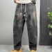 Men's Gradient Wash Straight-Leg Jeans – Urban Streetwear Denim Pants With Distressed Fading & Relaxed Fit_mkmklike.com
