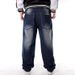 European And American Trend Hip-hop Jeans Plus Size Men's Clothing HIPHOP Hip-hop Washed Embroidery Loose Casual Skateboard Pants_mkmklike.com