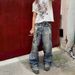 AC Style Graffiti Print Metal Decor Jeans – Unisex Distressed Denim Pants With Patchwork (S-XXXL)_mkmklike.com