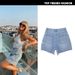 Women's Clothing Summer High Waist Loose Casual Straight Denim Shorts Chic Street Riding Shorts With Ripped Sides_mkmklike.com
