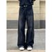 Vintage Washed Black High-Street Jeans – Unisex Relaxed Fit Straight-Leg Denim Pants (S-3XL, Non-Stretch, Distressed Detailing, All-Season)_mkmklike.com