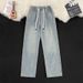 Men's Vintage Splatter Wash Jeans – Relaxed Fit Wide-Leg Denim Pants With Elastic Waist (S-3XL, Black/Blue)_mkmklike.com