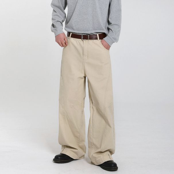 MYQ Style Straight-Leg Jeans For Men, Autumn Loose Casual Wide-Leg Pants, Korean Commuter Versatile Long Trousers_mkmklike.com