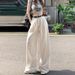White Wide-leg Jeans Women's Trend Versatile New High-waisted Thin Pleated Lazy Drape Straight Floor-mopping Trousers_mkmklike.com