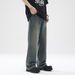 Men's Clothing Cleanfit Washed Distressed Loose Jeans Men's Retro Vibe Trendy Brand Flared Pants_mkmklike.com