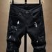 Men's Clothing Ripped Patch Jeans Spring And Autumn New Trendy Brand Black High Street Versatile Slim Fit Skinny Casual Trousers_mkmklike.com
