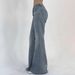 Women's Clothing Vintage High-Waisted Flared Jeans For Women - Stretch Denim Pants With Double Buttons, Slim Fit & Comfortable (Navy Blue)_mkmklike.com