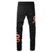 Men's Black Snake Embroidery Stretch Denim Jeans Pants Skinny Tapered Pencil Trousers With Snakeskin Leather Patch_mkmklike.com