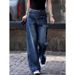 plus Size High-Waisted Slimming Denim Jeans Retro Style 2025 Autumn New Fashion Casual Wide Leg Long Pants for Women_mkmklike.com