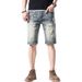Men's Clothing Summer Retro Hole Denim Shorts Men's Loose Five Point Pants Men's Trendy Brand Five Point Pants Mid Length Pants_mkmklike.com