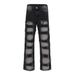 Retro Washed Distressed Patchwork Loose Straight Leg Jeans High Street Fashion Brand Men's Gradient Denim_mkmklike.com
