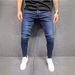 Men's Slim Fit Stretch Jeans – Tapered Ankle-Length Denim Pants (S-4xl, Dark Blue/Light Blue/Black/Gray, Mid-Rise, Zip Fly)_mkmklike.com