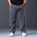 Men's Relaxed Fit Stretch Denim Jeans Classic Straight Leg Comfortable Oversized Trousers for Everyday Casual Wear_mkmklike.com