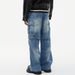 Deconstructed Detachable Zipper Two-Way Jeans Heavy-Duty Straight-Leg Men's American Style Washed Faded Loose Long Pants_mkmklike.com