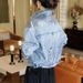Women's Clothing Sequin Design Korean Style Casual Denim Top Denim Jacket With Rhinestone Design - Loose Fit Korean Style Casual Coat For Women_mkmklike.com