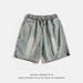 Men's Summer Trendy Denim Shorts American Style With Triangle Slits Color Blocking Embroidery Loose Casual Five-Point Pants_mkmklike.com