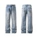 American Retro Washed Marble Pattern Cleanfit Jeans For Men, Trendy Straight Loose Casual Wide-leg Pants_mkmklike.com
