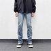 Men's Light Blue Slim Fit Straight Leg Jeans Washed High Street Style For Spring Autumn Versatile Casual Pants Fashionable_mkmklike.com