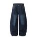 Heavy Industry Plaid Patchwork Scimitar Jeans Men's Unique Design Wide-Leg Street Fashion Washed Loose Long Pants_mkmklike.com