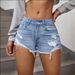 High Waist Light Colored Denim Shorts For Women Raw Edge Summer Hot Girl Style Fashion_mkmklike.com