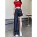 Tencel Denim Blue Wide-Leg Jeans For Women, Summer Thin High-Waisted Slimming Loose Drapey Floor-Length Straight Pants_mkmklike.com
