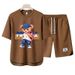 Men's Clothing 2024 Waffle Casual Summer Suit Men's Loose Teen Short sleeved T shirt Shorts Handsome Two piece Suit_mkmklike.com