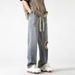 Nordmann European And American Style Vintage Distressed Ripped Jeans For Men, Ins Trendy Brand, Cool High Street Loose Straight_mkmklike.com