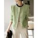 Women's Clothing Wool tweed autumn short candy green tops _mkmklike.com