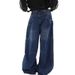 Women's Clothing Retro Big Pocket Scimitar Jeans For Women Spring And Autumn Hot Girl High Street Design Loose Wide Leg Mopping Pants_mkmklike.com