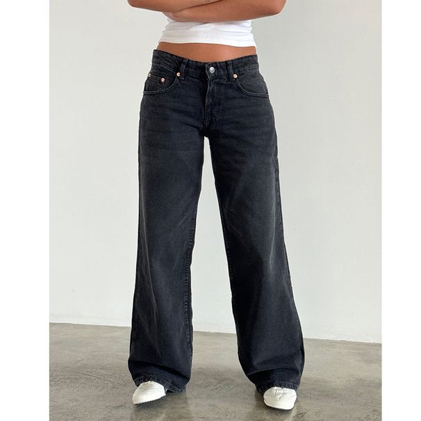 American Retro High Waisted Straight Leg Jeans – Non-Stretch Washed Denim Pants For Women, Vintage Wide Leg Street Style_mkmklike.com