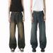 Men's Clothing Straight Leg Versatile Distressed Elastic Waist Vibe Style Washed Jeans_mkmklike.com