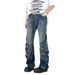 Vintage Button-Fly Distressed Jeans For Men & Women - Relaxed Straight Fit With Stacked Hem & Cracked Wash Design_mkmklike.com