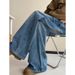Vintage Blue Washed Curved Blade Jeans Unisex American High Street Loose Straight Leg Wide Pants_mkmklike.com