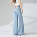 Light Blue Wide-leg Jeans For Women, Spring 2026 New Style, Casual High-waisted Slimming Loose Straight Floor-length_mkmklike.com