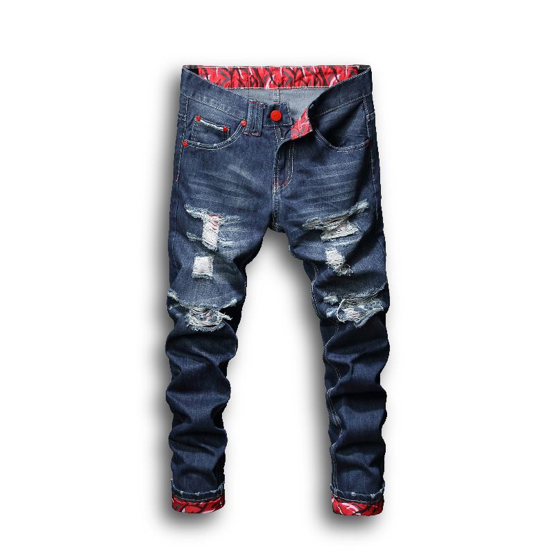 Men's Clothing Teenagers Jeans Men Beggar Pants Slim Fit Ripped Patch Jeans Men Trend_mkmklike.com