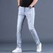 Men's Clothing Spring And Summer New High End Printed Jeans For Men With Hot Diamonds Slim Fitting Skinny Pants_mkmklike.com