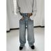 Korean Version Design Feels Flat Pocket Light Blue Jeans Men's Retro Ruffian Handsome Casual Trousers Loose Wide-leg Floor-mopping Trousers_mkmklike.com