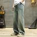 New Spring Jeans, Loose Straight Leg Elastic Waist Pants, Men's 2025 New Casual Trendy Brand_mkmklike.com