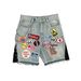 American Patchwork Denim Shorts Y2K Jeans Men Hip Hop Cartoon Pattern Embroidery Retro Blue Loose Denim Fitness Casual Shorts_mkmklike.com