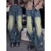 High Street Retro Distressed Wasteland Style Washed Wrinkled Flared Jeans Men's European And American Wide-Leg Trendy_mkmklike.com