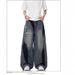 Unisex High Street Vibe Ripped Jeans Retro Washed Loose Straight Leg Wide Leg Pants_mkmklike.com