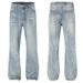 Cleanfit Unisex High Street Vintage Washed Light Blue Jeans Loose Straight Leg Slight Flare Classic Denim for Men And Women S-XXXL_mkmklike.com
