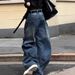 Men’s Clothing Style High Waist Pleated Slim Wide Leg Jeans Large Size All Match Retro Washed Scimitar Mopping Trousers_mkmklike.com