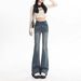 Retro Women's Jeans, 2025 New Model, Slim-fit, High-waisted, Slimming, American-style, Stretchy, Slightly Flared Long_mkmklike.com