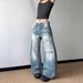 Plus Size Distressed High-Waisted Wide Leg Jeans For Women - Vintage Washed Denim With Raw Hem & Cropped Flare_mkmklike.com