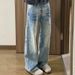Washed Blue Straight-leg Jeans, Men's Spring And Autumn American High Street Vibe Pants, Cleanfit, Scimitar Bootcut Trousers_mkmklike.com