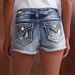 Women's Clothing Fashion Ins Elastic Patch Denim Embroidered Ripped Denim Shorts_mkmklike.com