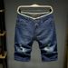 Men's Breathable Summer Riding Breeches Light Blue Denim Shorts Five Point Trendy Four Point Seven Point Pants_mkmklike.com
